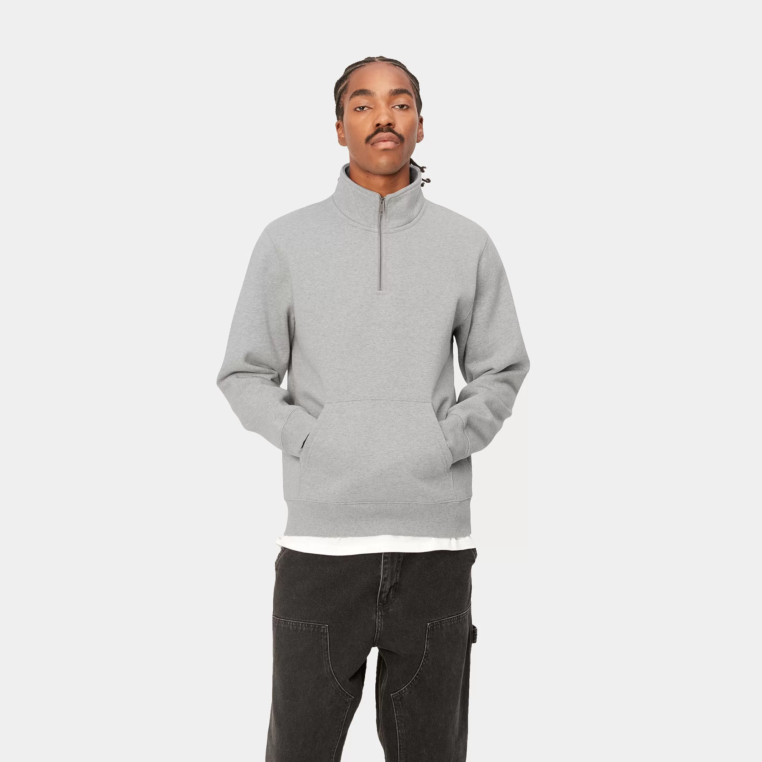 Flash Sale Carhartt WIP Chase Neck Zip Sweatshirt Grey Heather / Gold