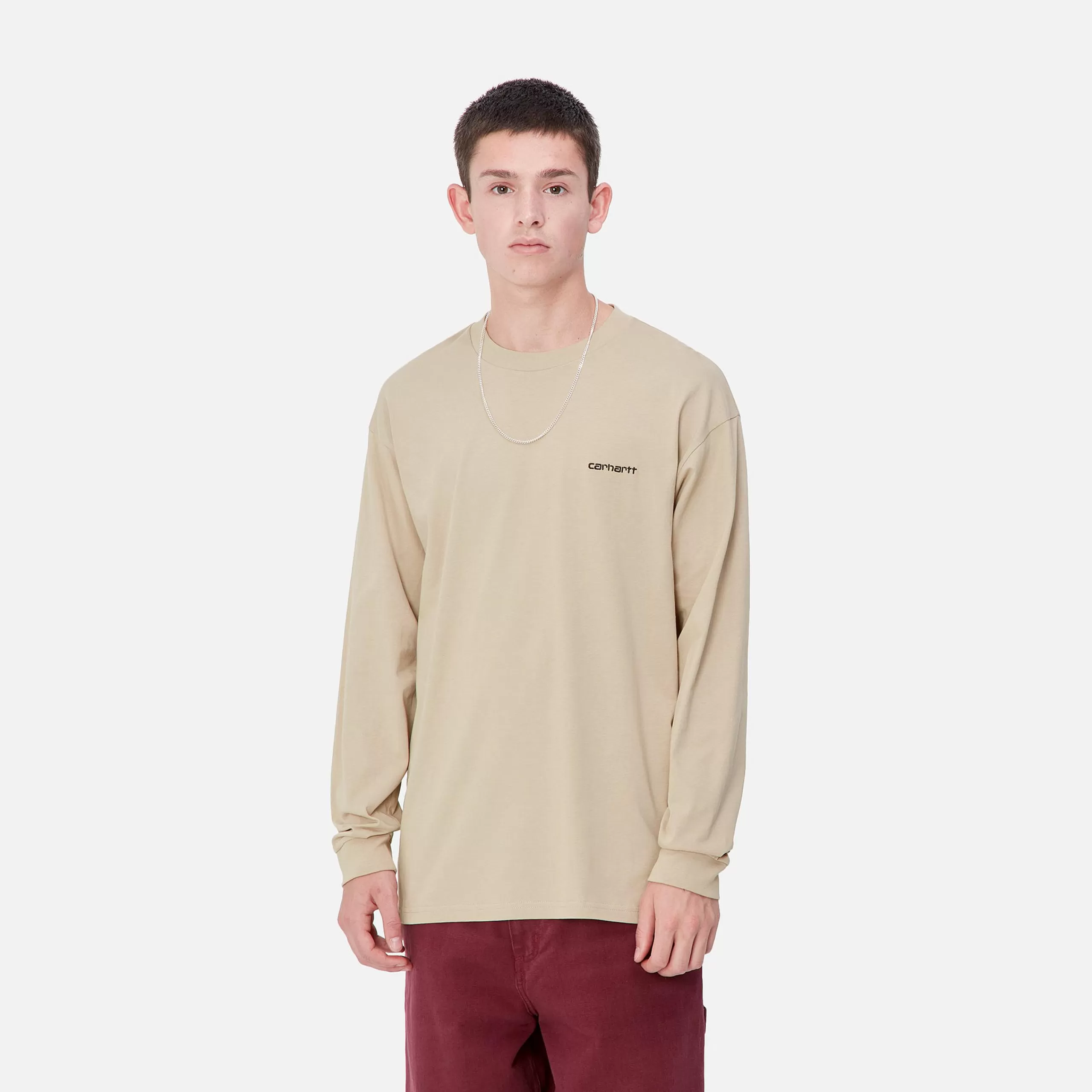 Cheap Carhartt WIP L/S Script Embroidery T-Shirt Wall / Black