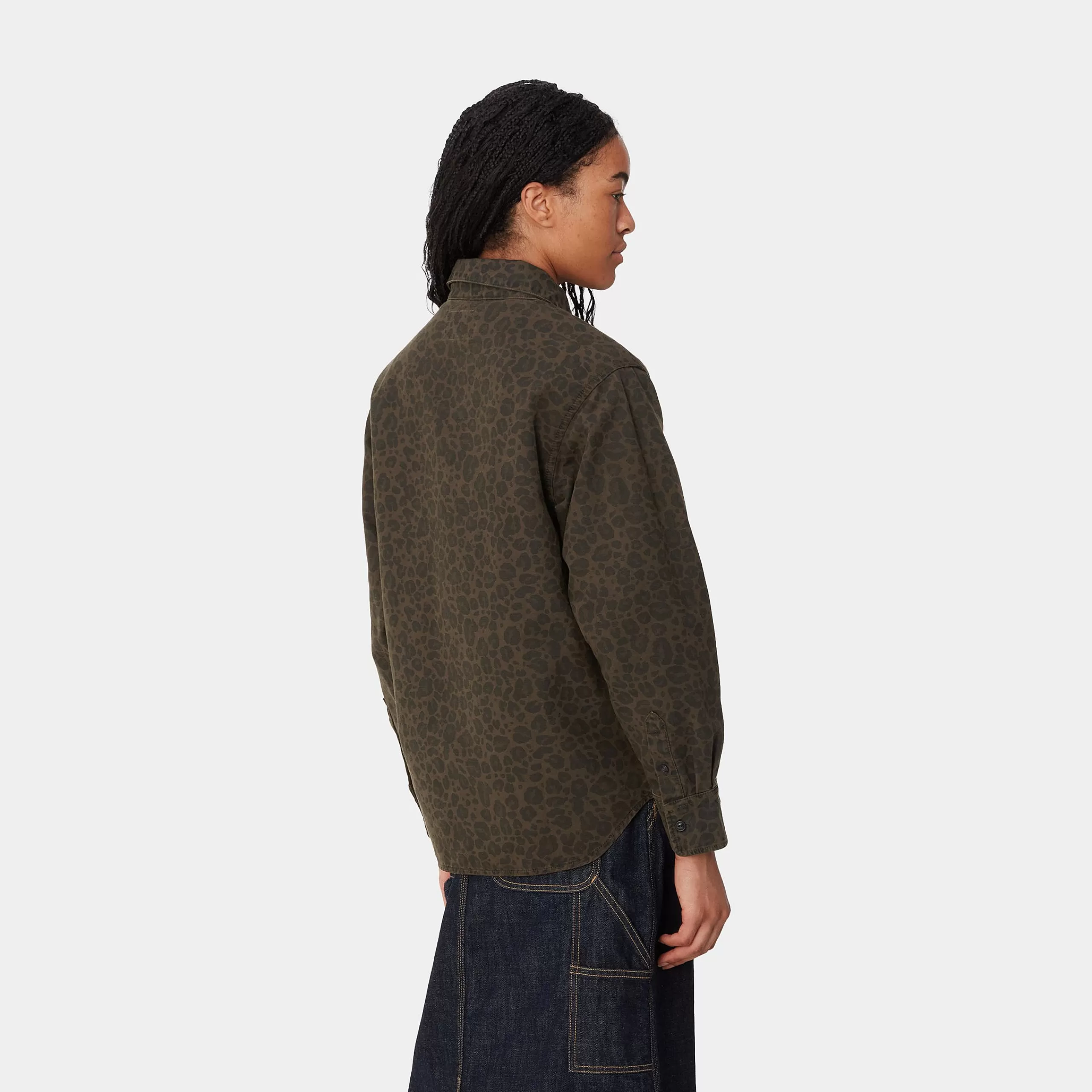 Best Sale Carhartt WIP W' L/S Leo Shirt Camo Leo, Tamarind / Office Green